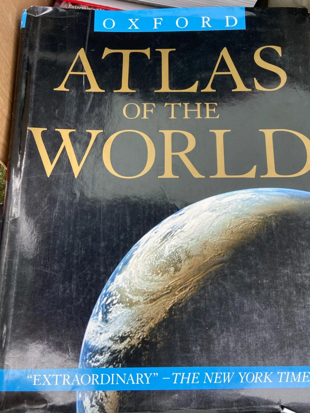 Vintage World Atlas Coffee Table Book blue earth map maps Geography History hc